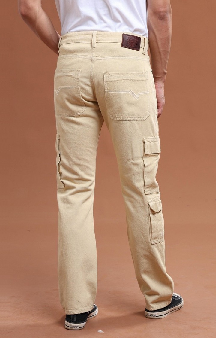 Men's Cream Denim Cargo