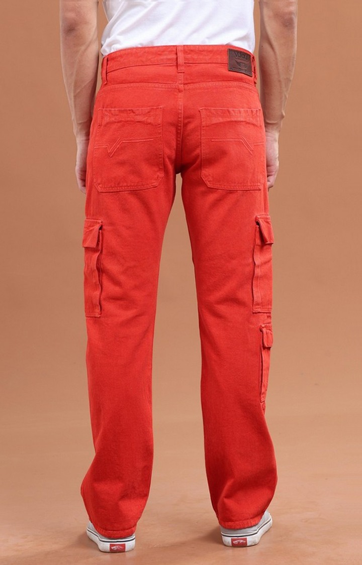 Men's Red Denim Cargo