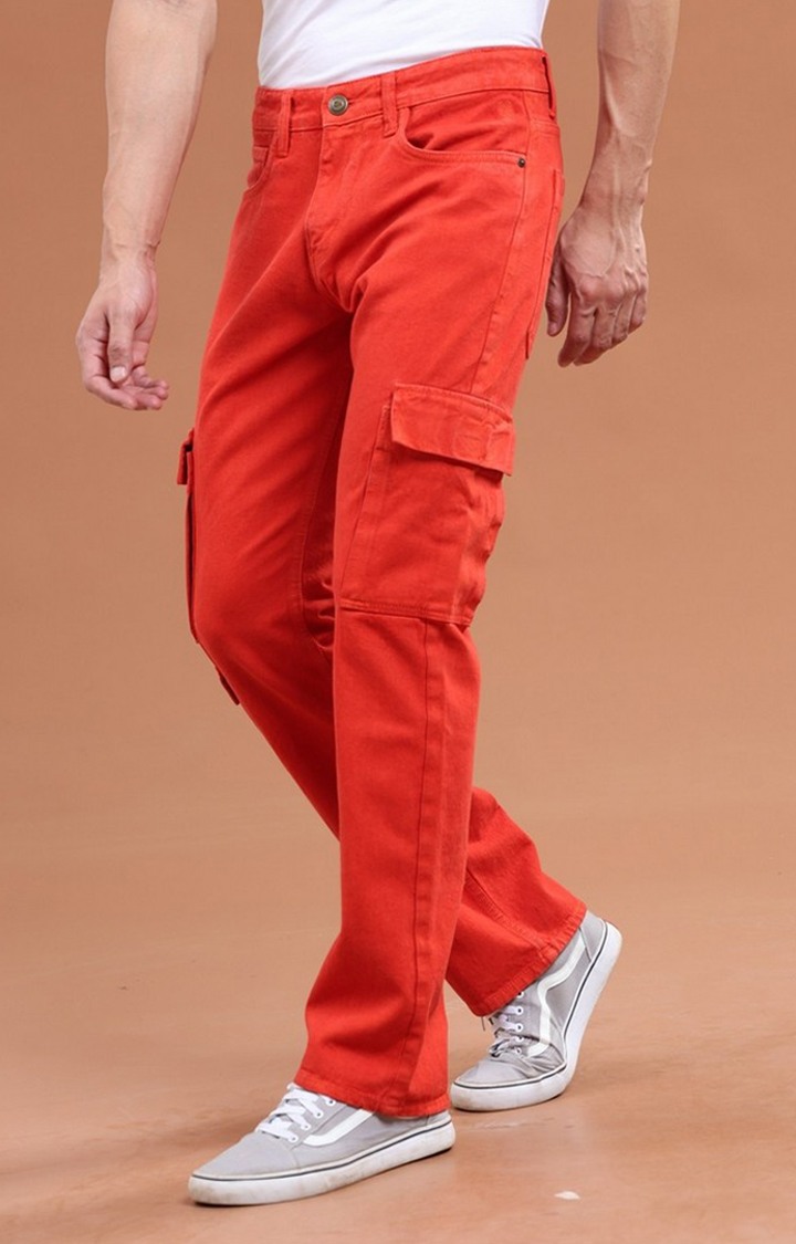 Men's Red Denim Cargo