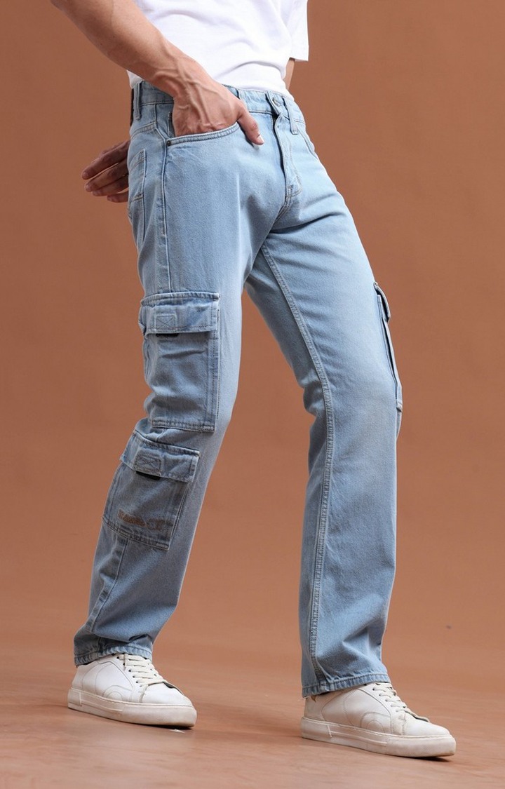 Men's Blue Denim Cargo