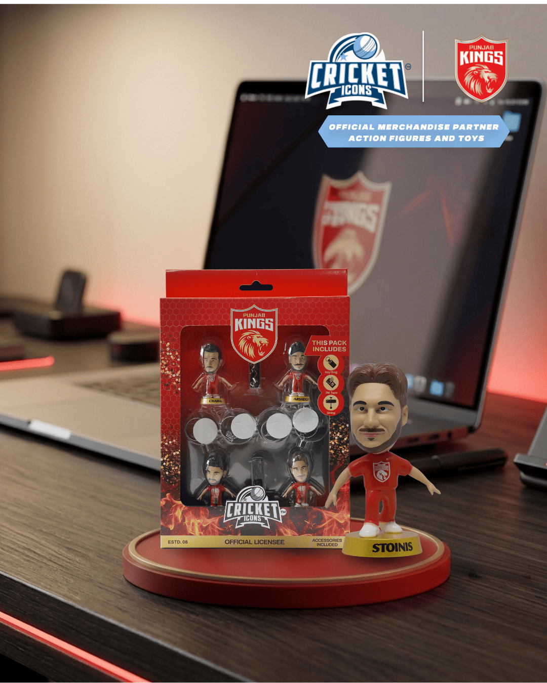 Cricket Icons Punjab Kings Collectable team pack with accessories