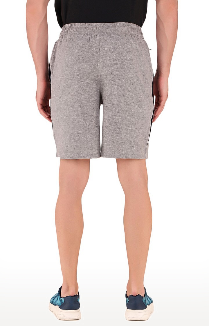 Men's Grey Cotton Melange Activewear Shorts