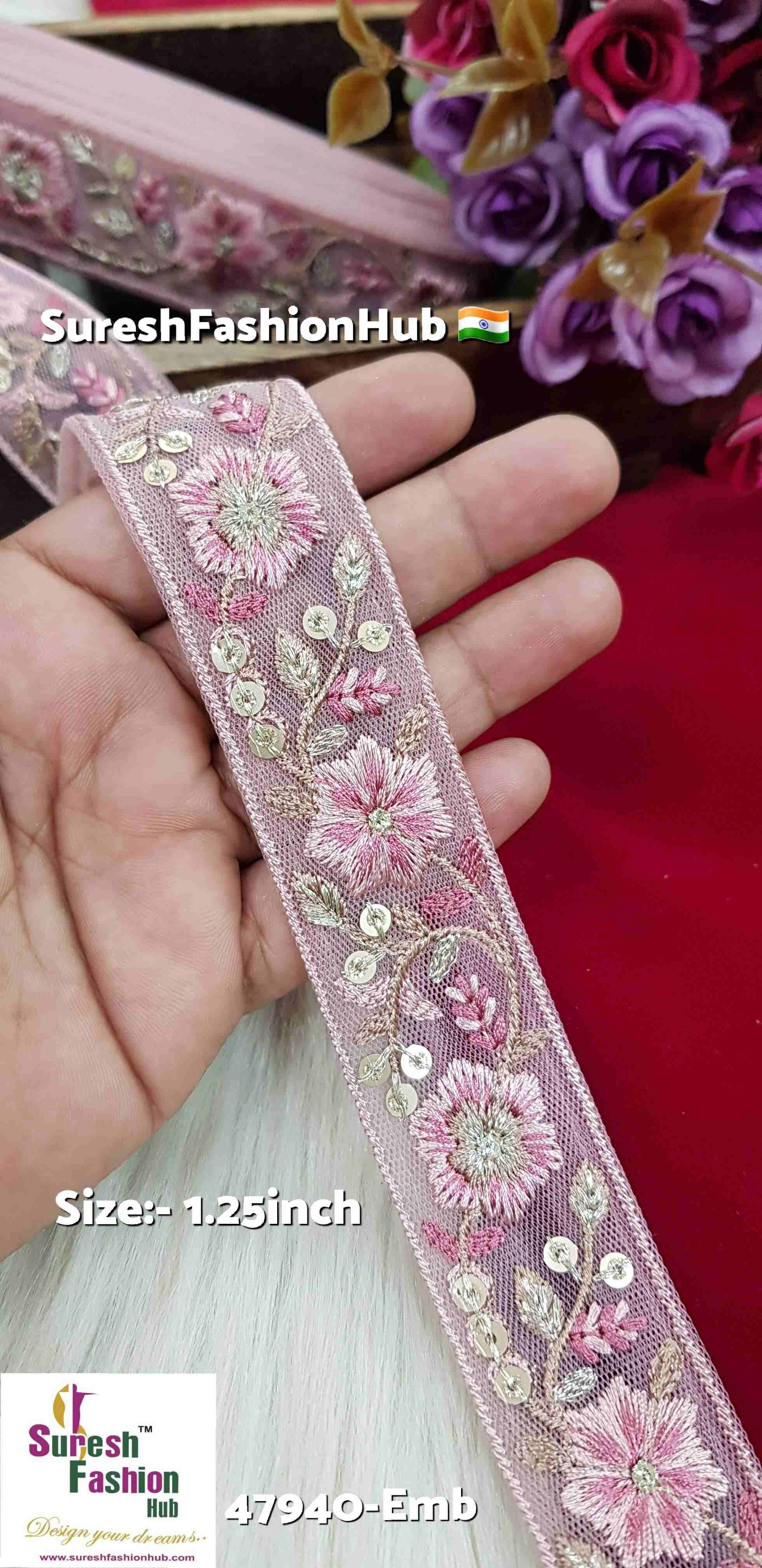 Baby Pink Elegance Floral Embroidery Lace