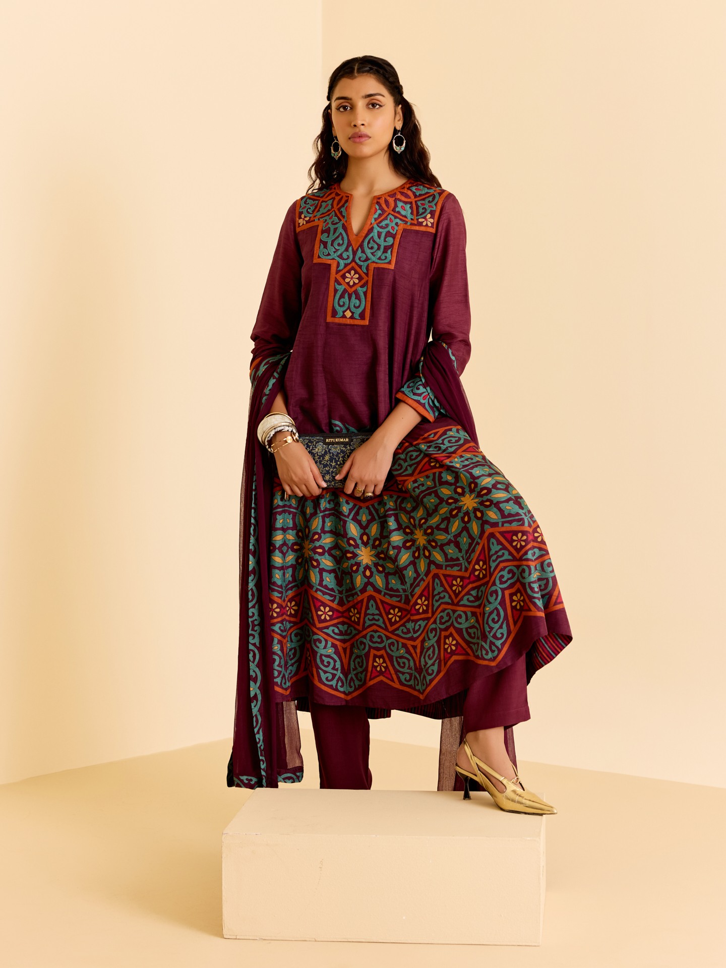 Wine Meera- Quilting Suit Set