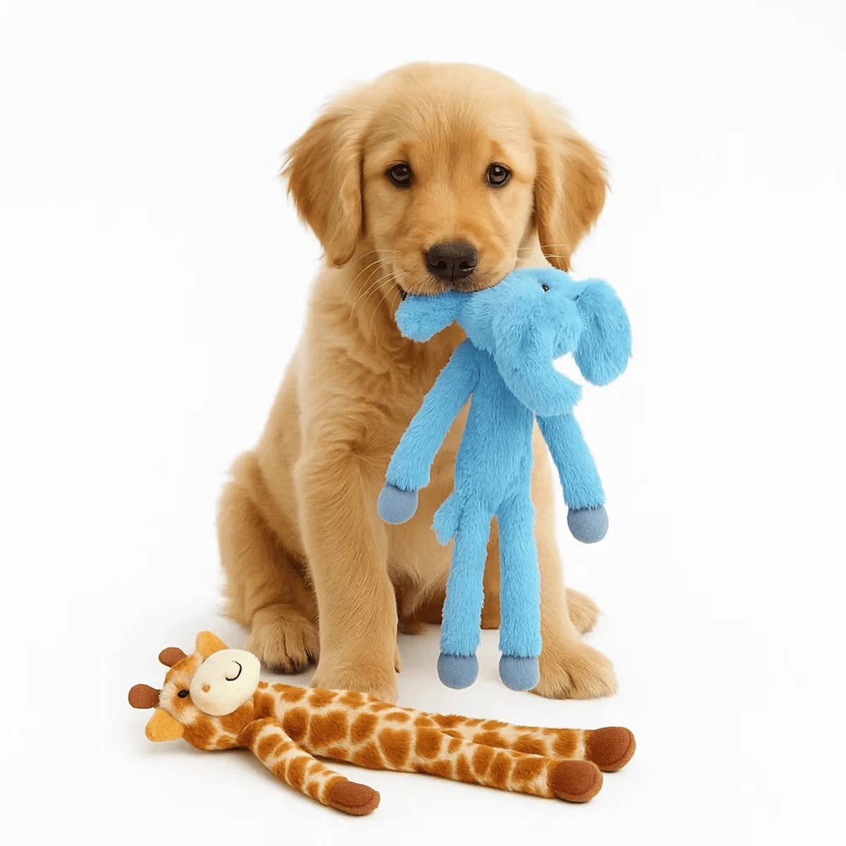 FOFOS Elephant & Giraffe Plush Dog Toy, Pack of 2
