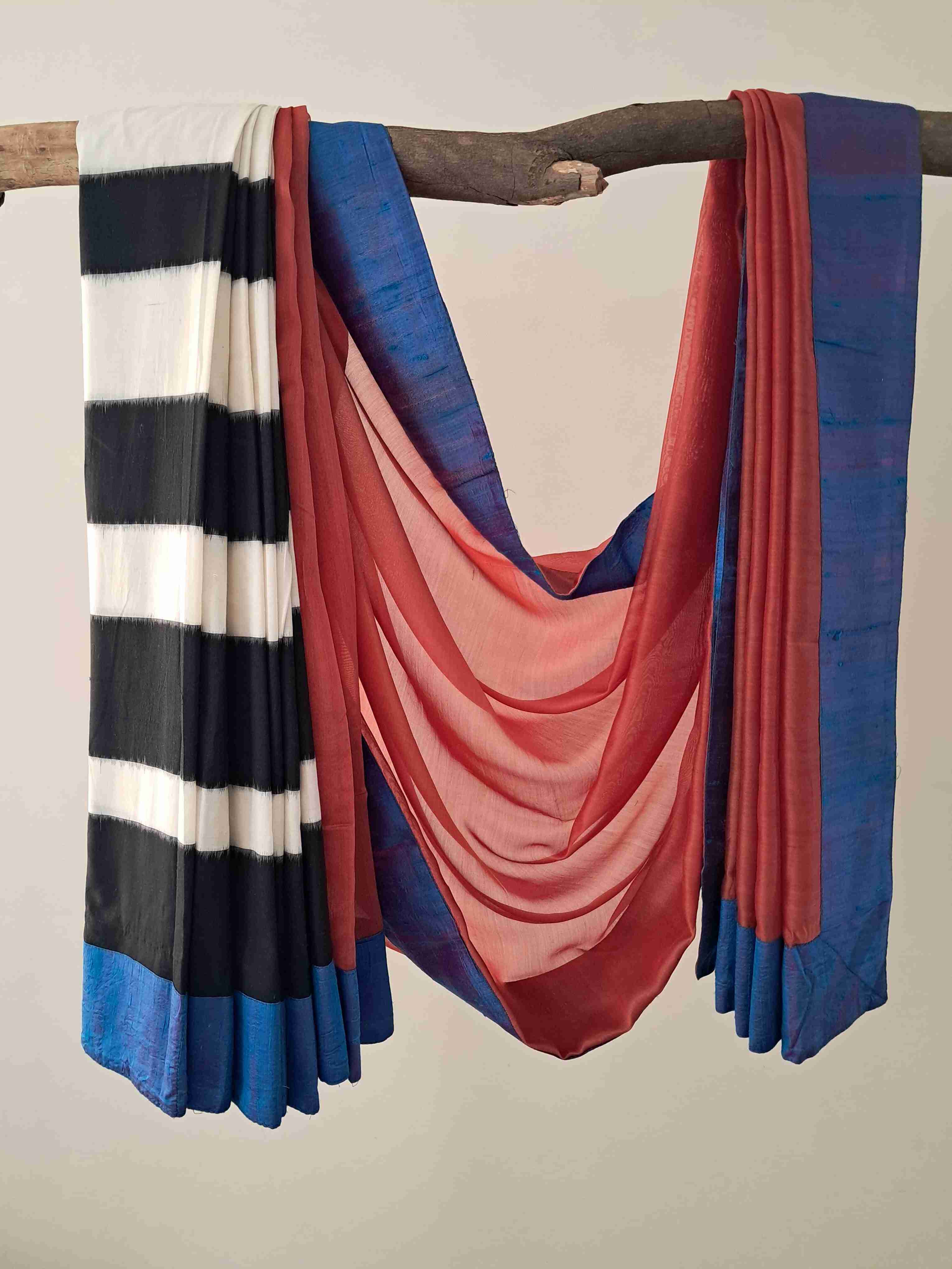 Ikat Cotton And Chanderi Silk Saree