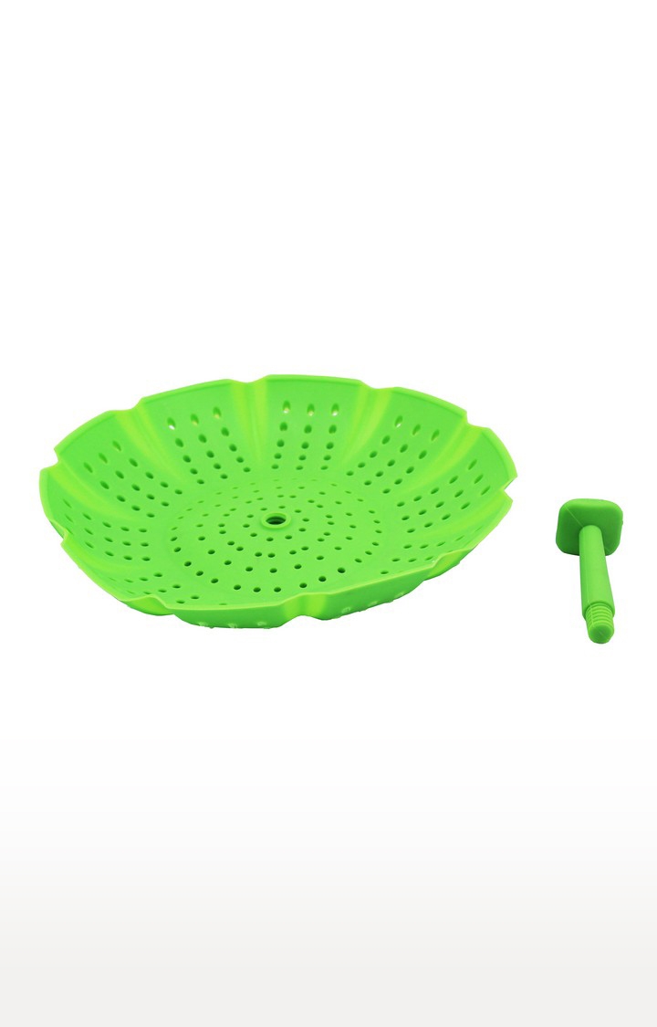 iLife | iLife Silicone Material & Round Shape Vegetable Steamer (Green) 3