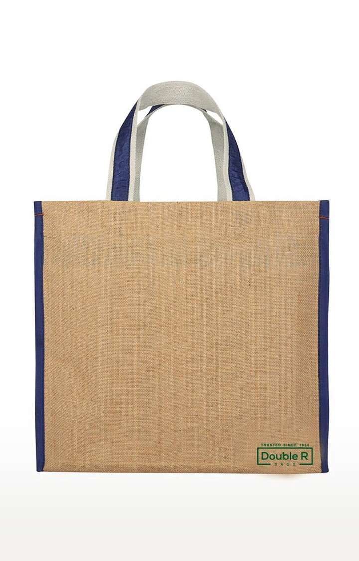 Double R Bags Big Heavy Duty Eco Reusable Plain Jute Cloth Shopping Bags, Navy (Pack Of 1)