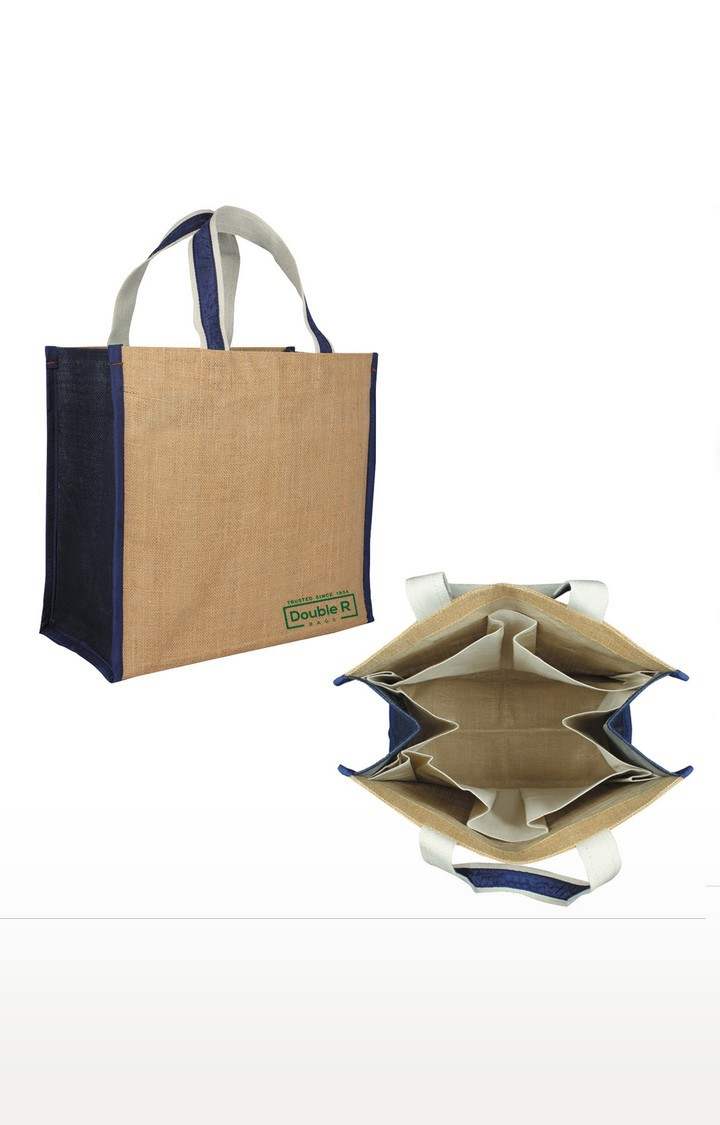 Double R Bags Big Heavy Duty Eco Reusable Plain Jute Cloth Shopping Bags, Navy (Pack Of 1)