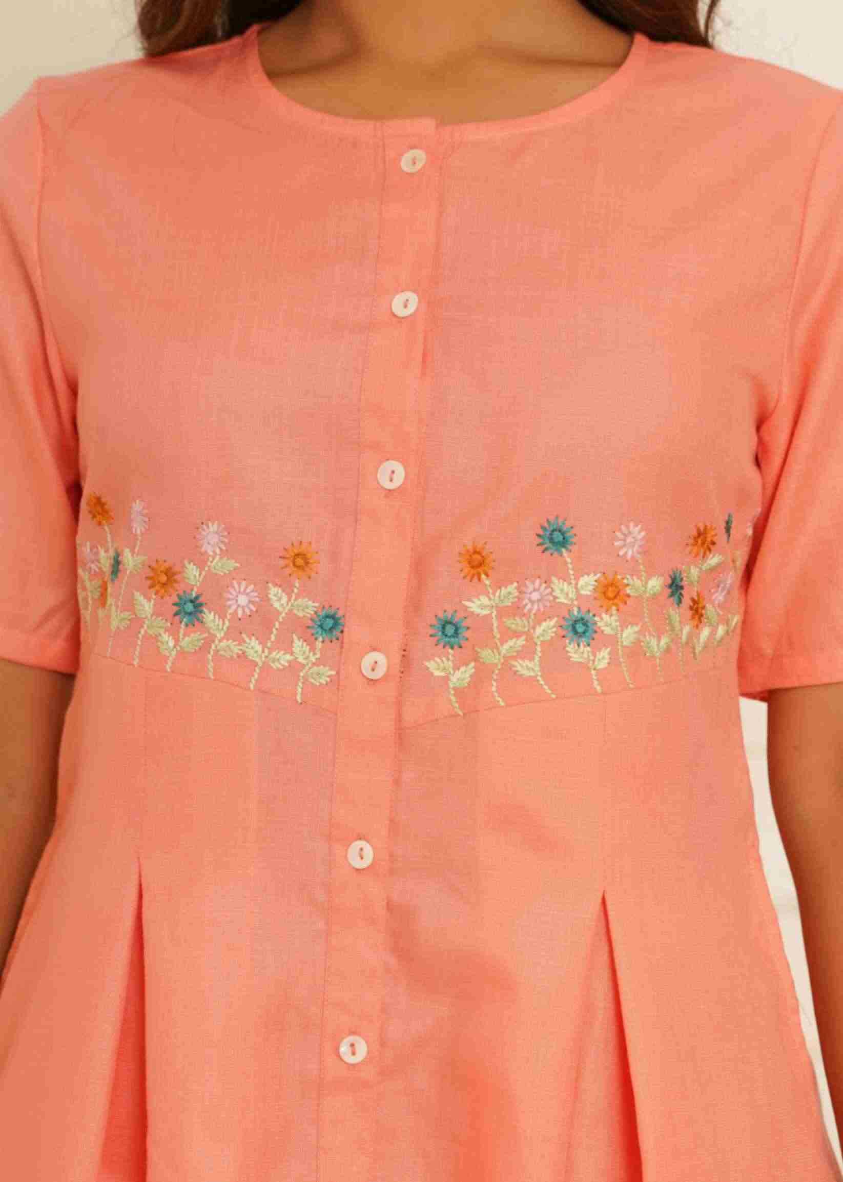 COTTON BLENDED PEACH CO-ORD SET
