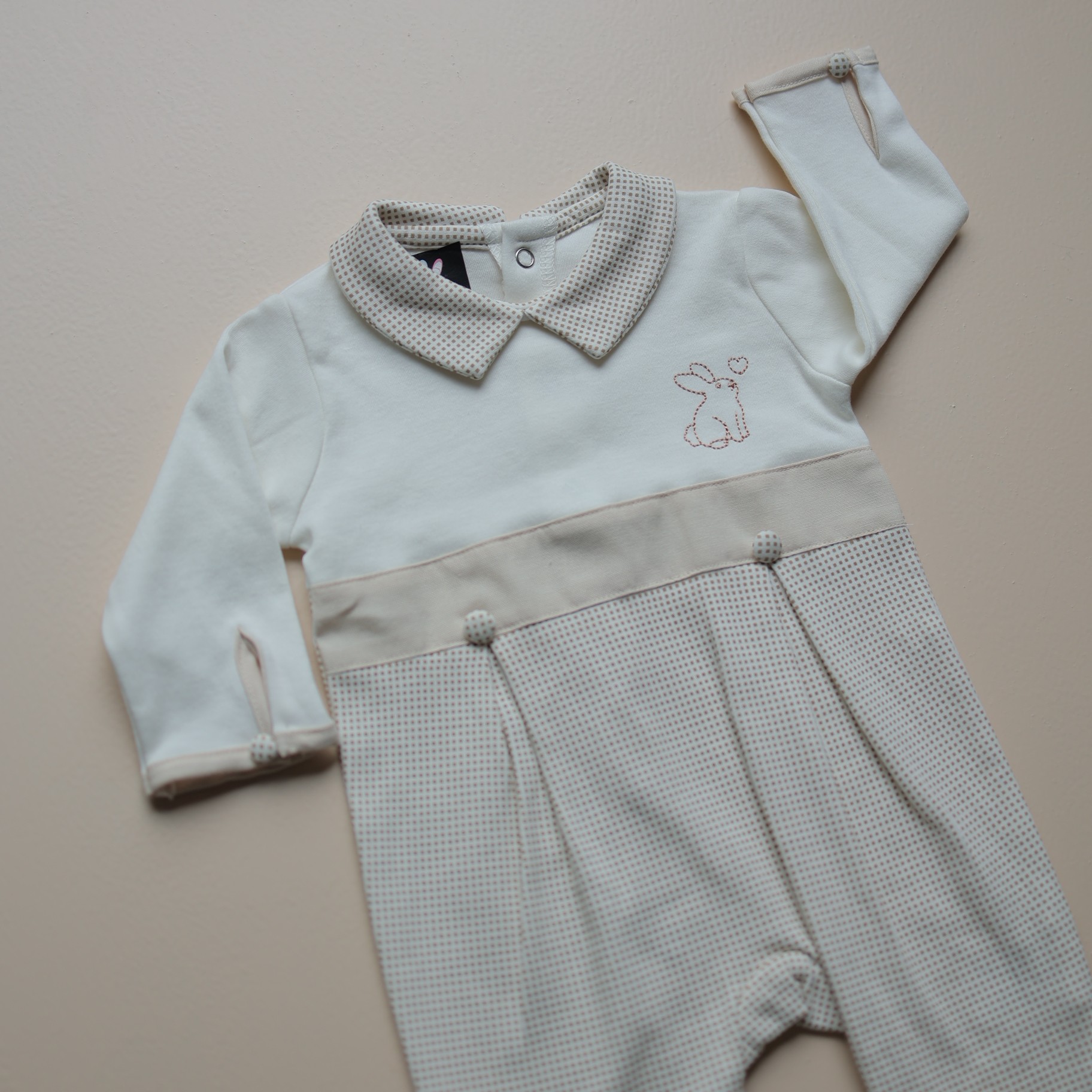 Beige Bunny Love Baby Romper