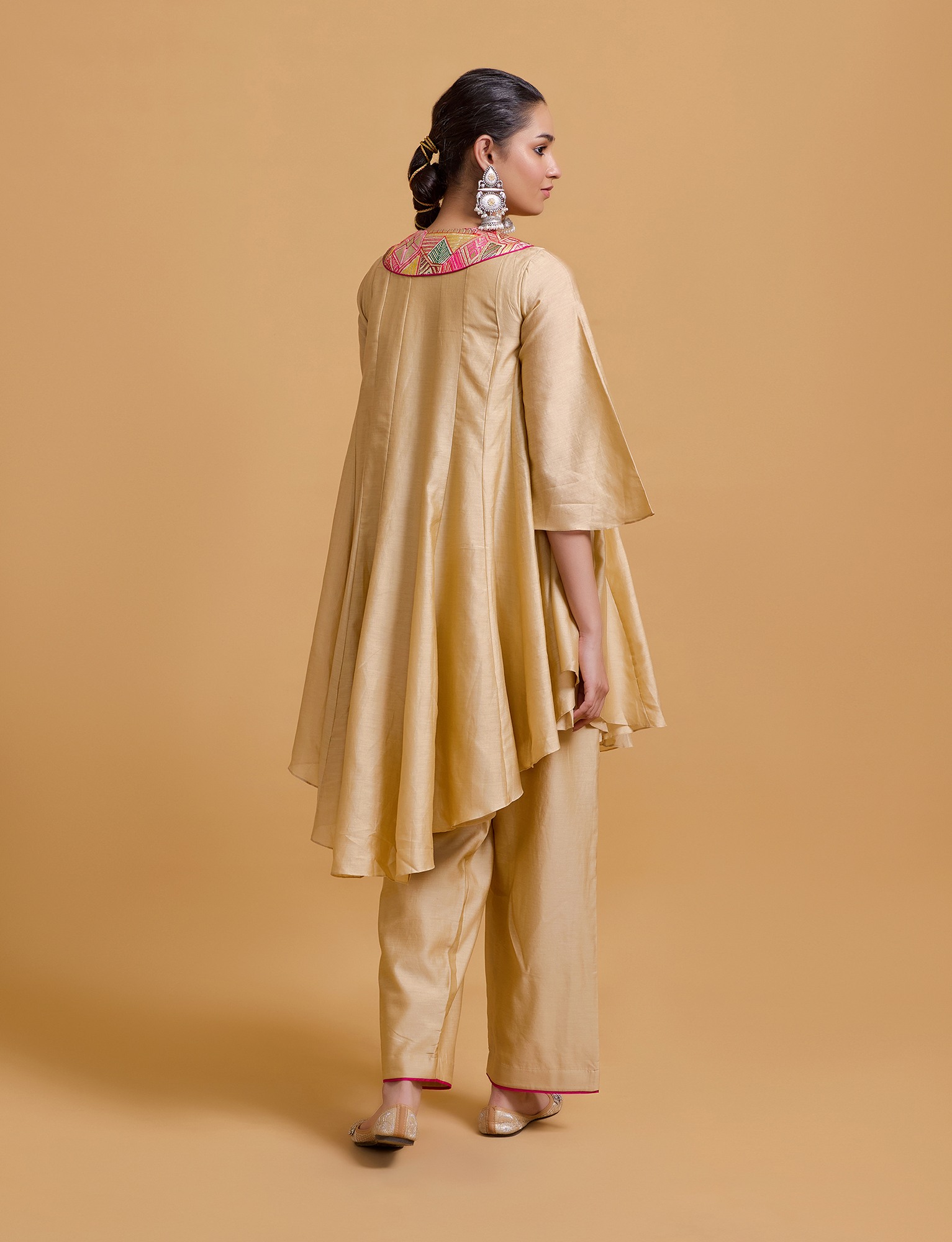 Mithai Beige Step Yoke Kurta Set
