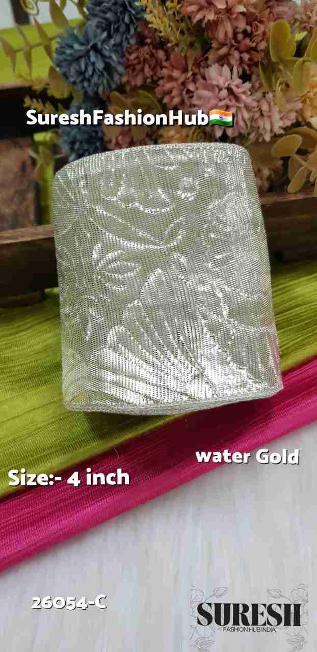 Light Gold Water Machine Made Gota Lumpi Lace – Design 26054-C