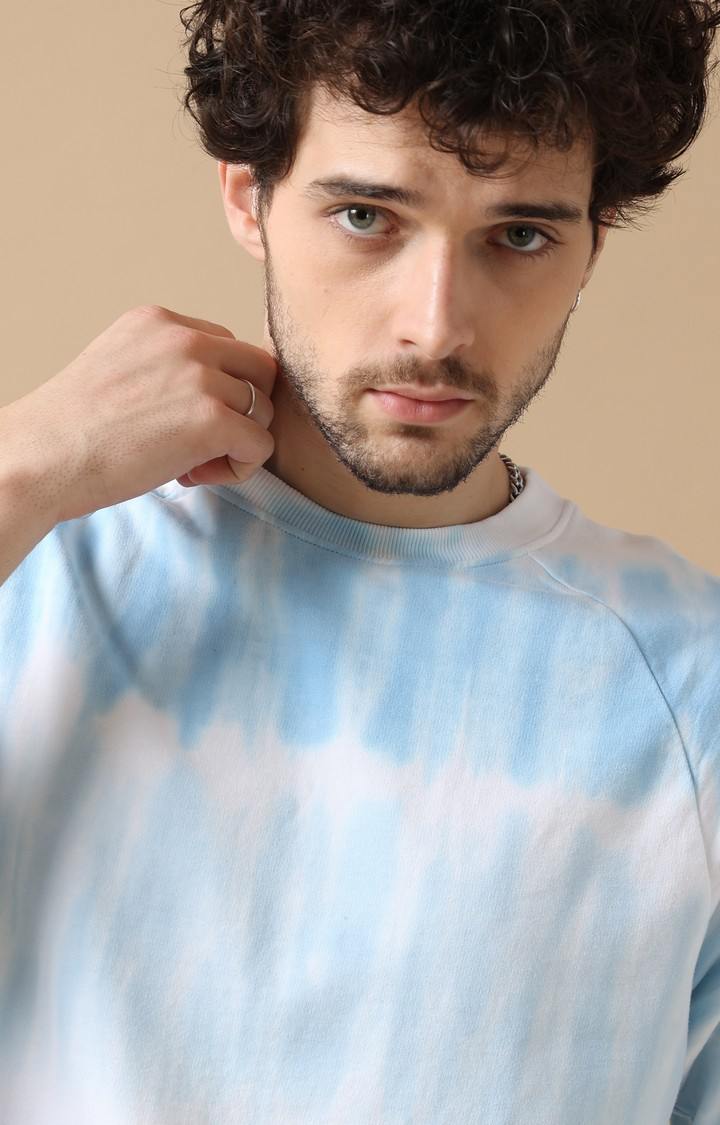 Men's Blue Tie Dye Oversized T-Shirt