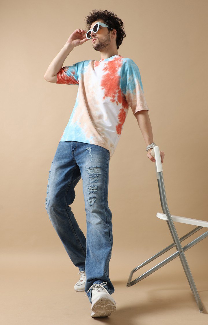 Men's Multicolour Tie Dye Oversized T-Shirt