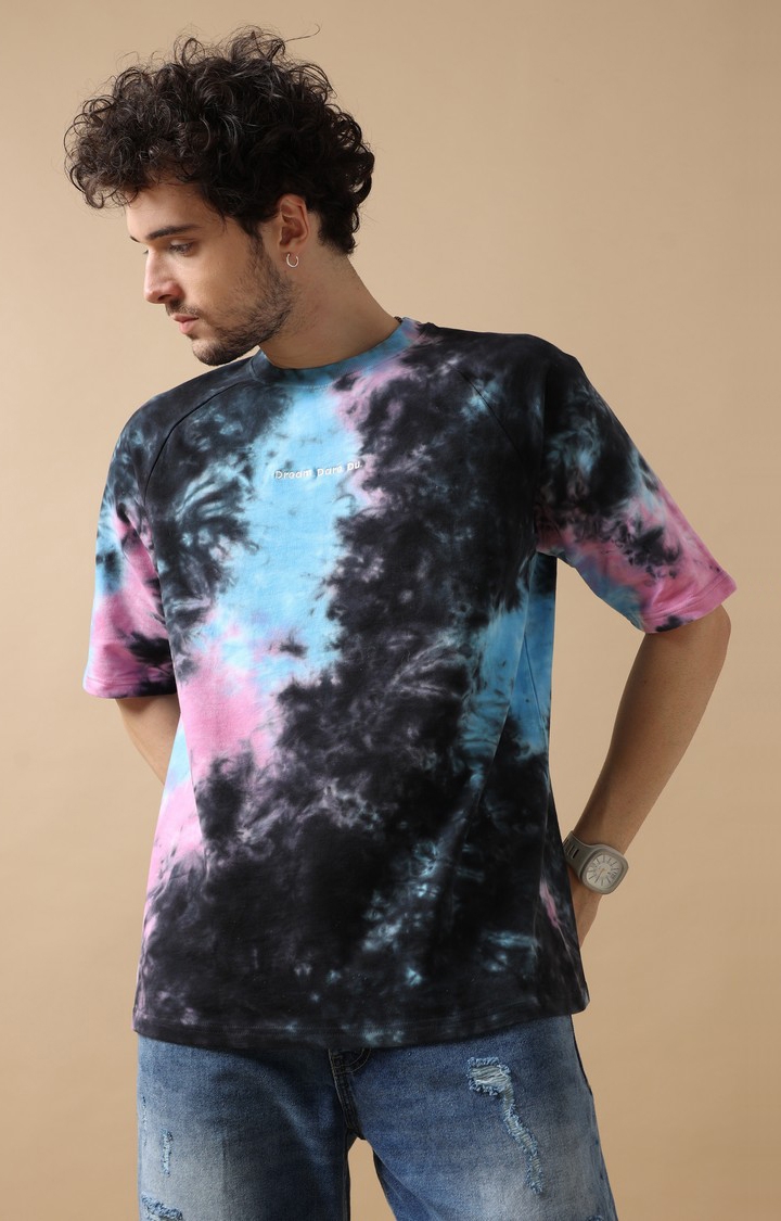 VUDU | Men's Multicolour Tie Dye Oversized T-Shirt