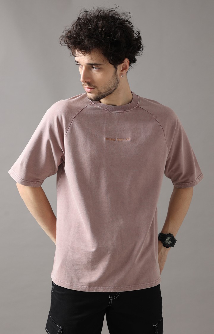 VUDU | Men's Brown Solid Oversized T-Shirt