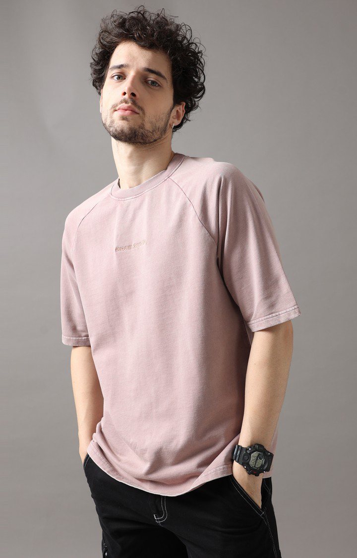 Men's Brown Solid Oversized T-Shirt