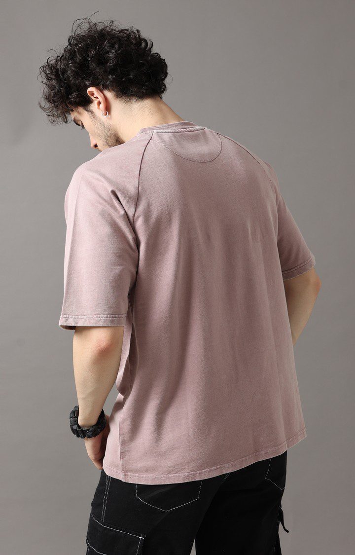 Men's Brown Solid Oversized T-Shirt