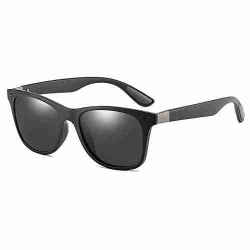 AUGEN Unisex Polarized Square Sunglasses (Black Frame and Black Lenses) - Pack of 1
