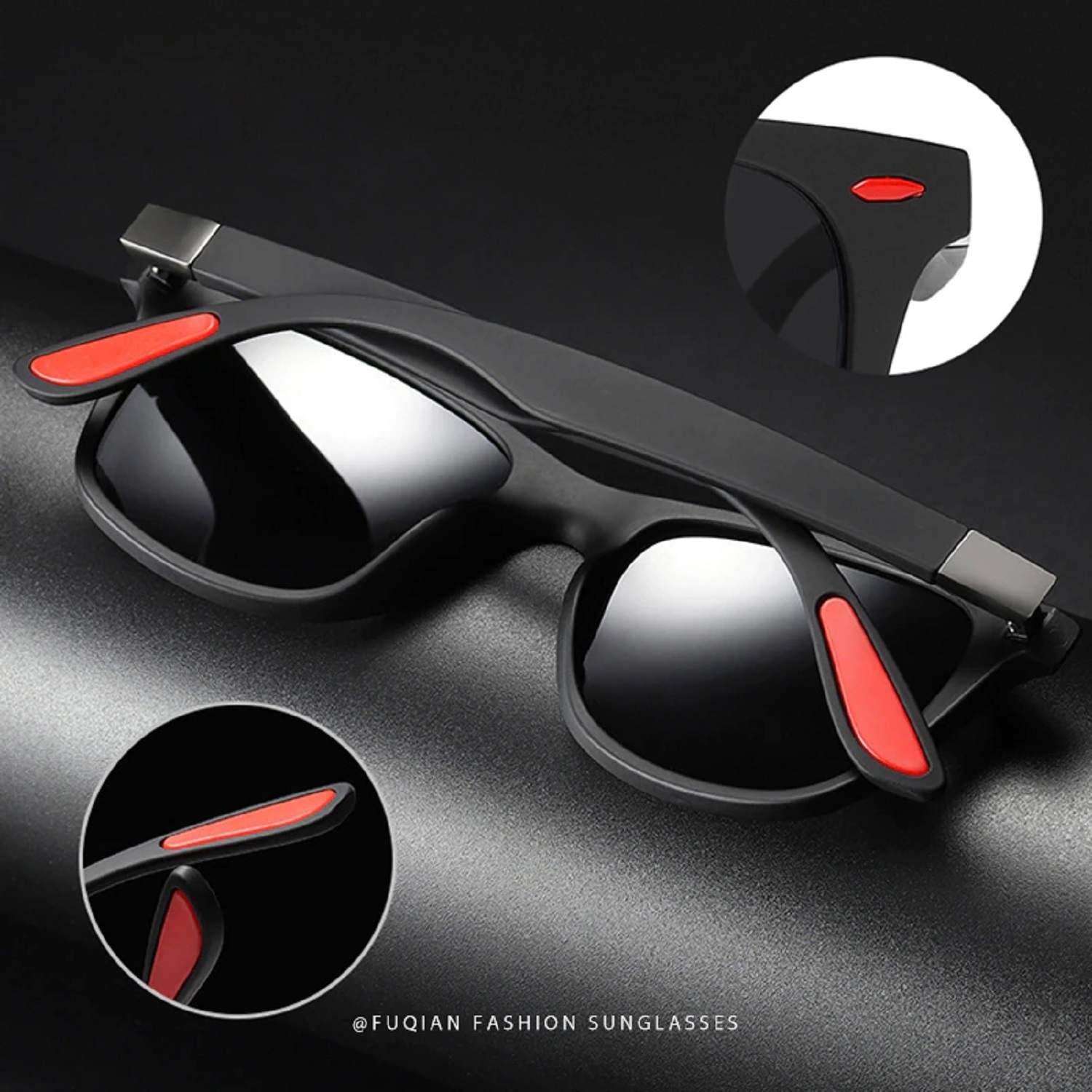 AUGEN Unisex Polarized Square Sunglasses (Black Frame and Black Lenses) - Pack of 1