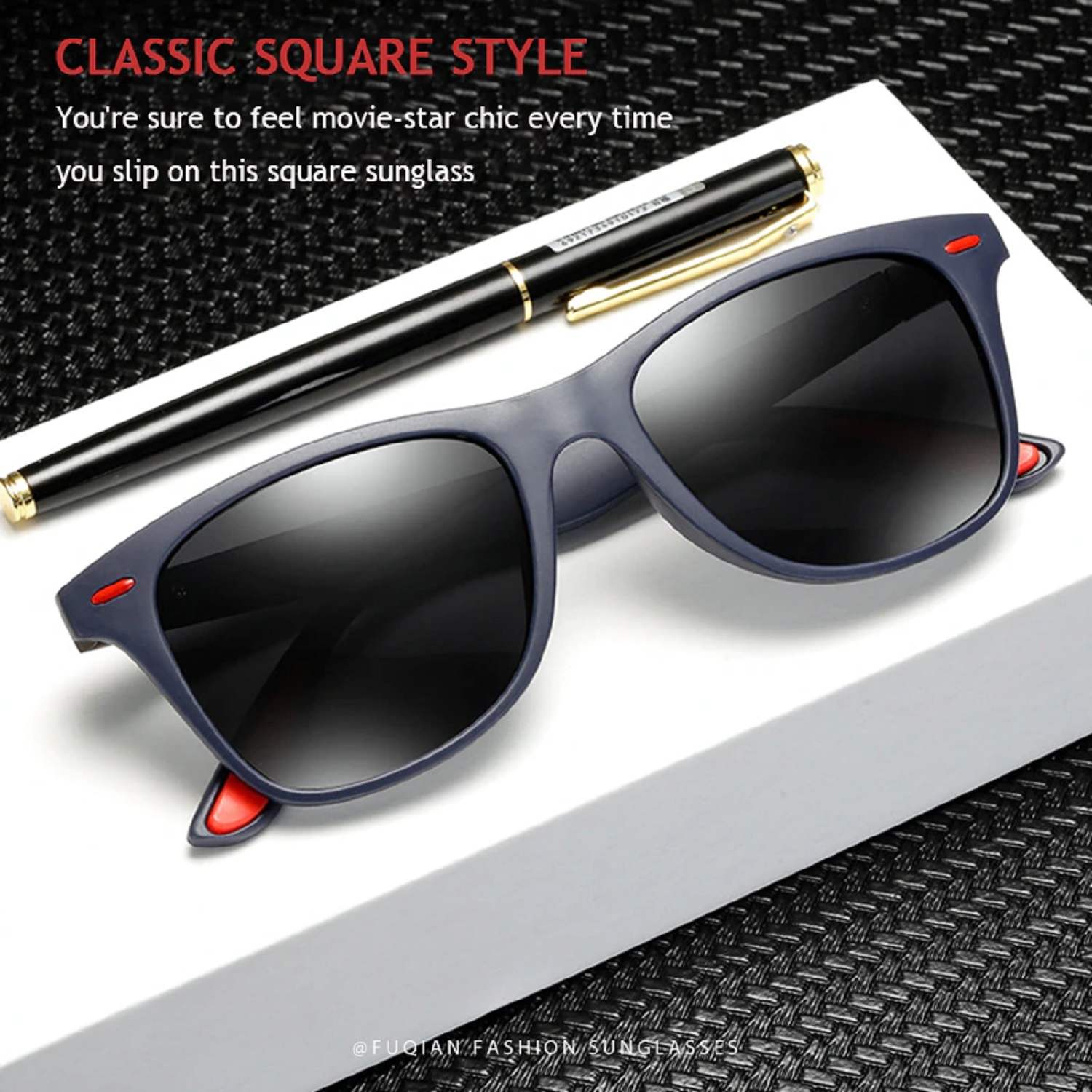 AUGEN Unisex Polarized Square Sunglasses (Black Frame and Black Lenses) - Pack of 1