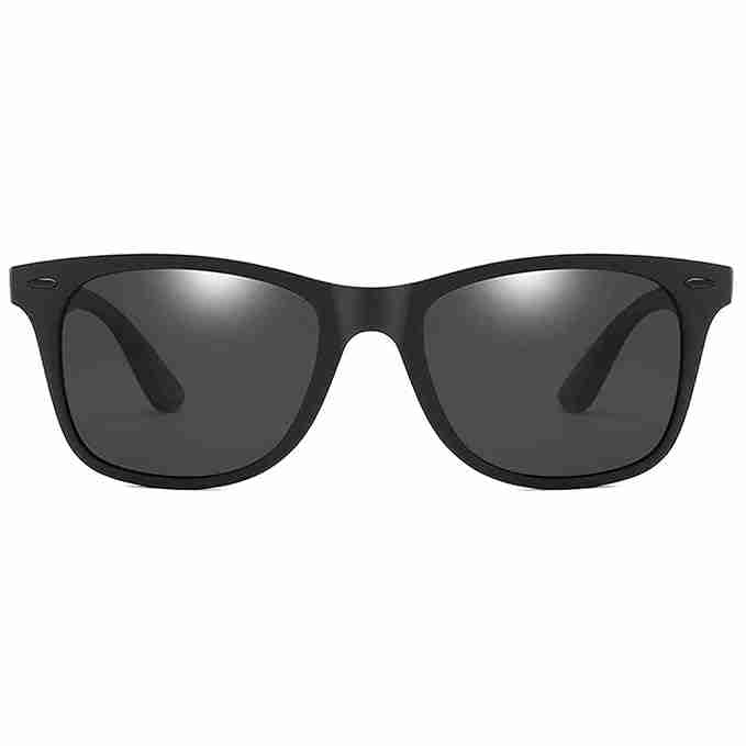 AUGEN Unisex Polarized Square Sunglasses (Black Frame and Black Lenses) - Pack of 1