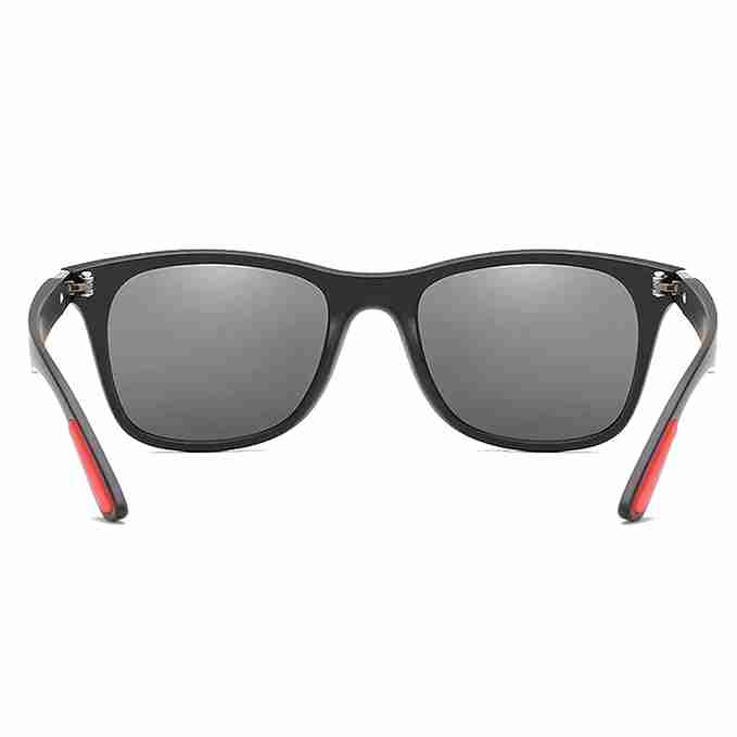 AUGEN Polarized Square Unisex Sunglasses (Black Frame and Black Lenses, 52mm)