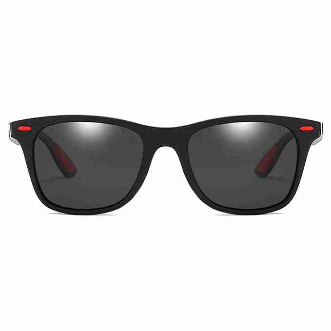 AUGEN Polarized Square Unisex Sunglasses (Black Frame and Black Lenses, 52mm)