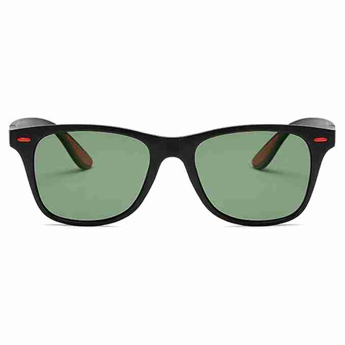 AUGEN Unisex Polarized Sunglasses with Square Black Frame and Green Lenses - Pack of 1