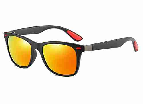 AUGEN Unisex Adult Sport Polarized Sunglasses (Black Frame, Red Lens) (Medium) - Pack of 1