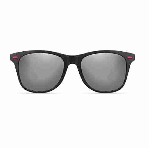 AUGEN Unisex Adult Sport Polarized Sunglasses (Black Frame, Silver Lens) (Medium) - Pack of 1