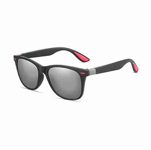 AUGEN Unisex Adult Sport Polarized Sunglasses (Black Frame, Silver Lens) (Medium) - Pack of 1