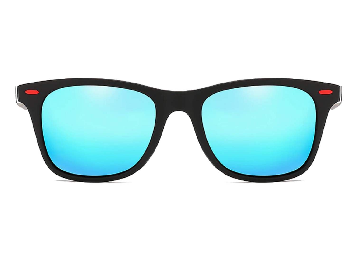 AUGEN Unisex Polarized Rectangular Sunglasses with Blue Frame & Black Lenses