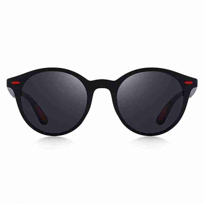 AUGEN Unisex Polarized Sunglasses With Round Black Frame & Black Lenses