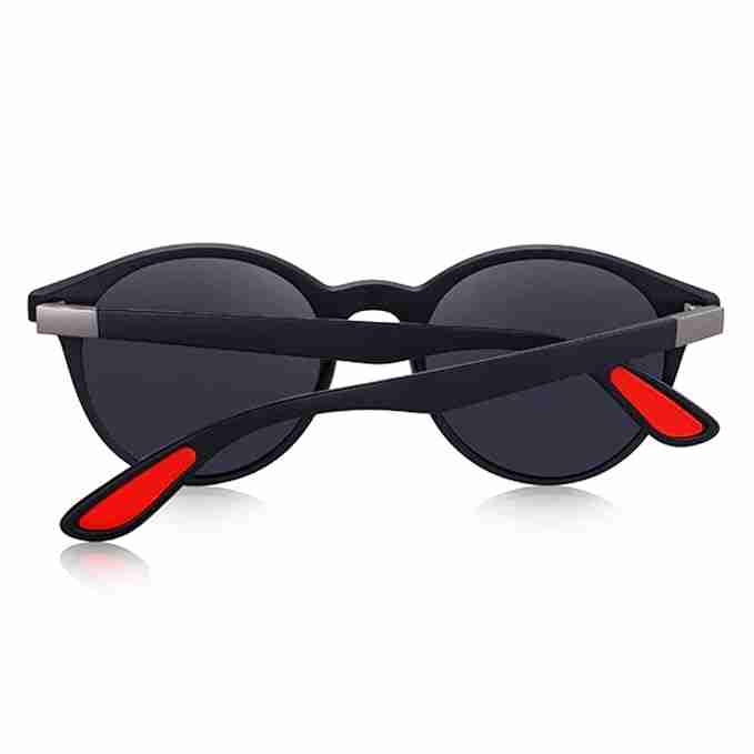 AUGEN Unisex Polarized Sunglasses With Round Black Frame & Black Lenses