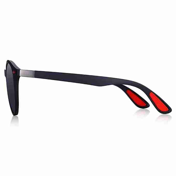 AUGEN Unisex Polarized Sunglasses With Round Black Frame & Black Lenses