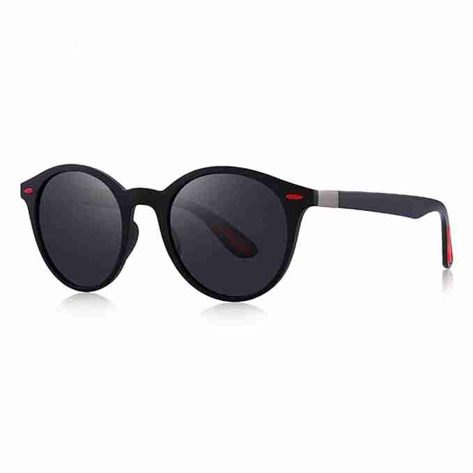 AUGEN Unisex Polarized Sunglasses With Round Black Frame & Black Lenses