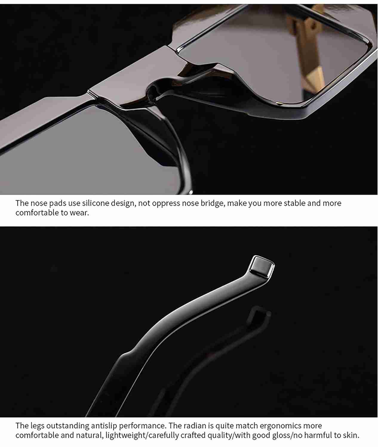 AUGEN by Visions India Retro Vintage Abstract Unisex Sunglasses UV400 Protected (Black)