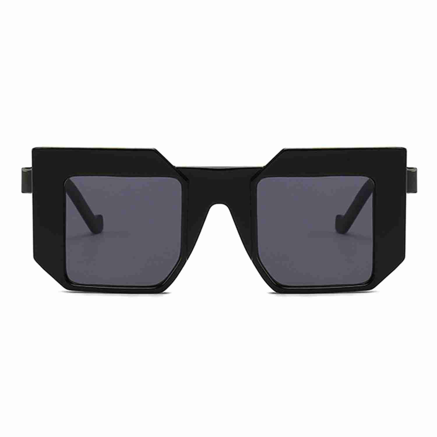 AUGEN by Visions India Retro Vintage Abstract Unisex Sunglasses UV400 Protected (Black)
