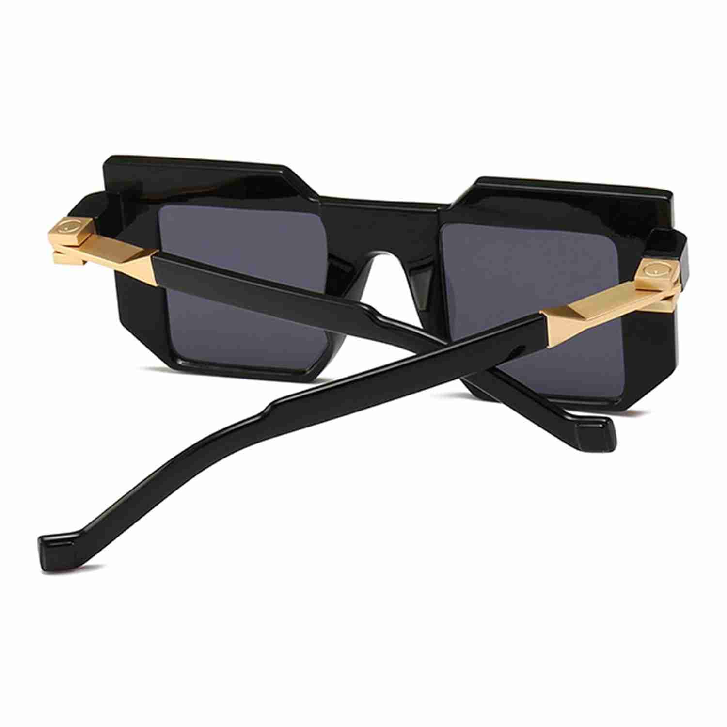 AUGEN by Visions India Retro Vintage Abstract Unisex Sunglasses UV400 Protected (Black)