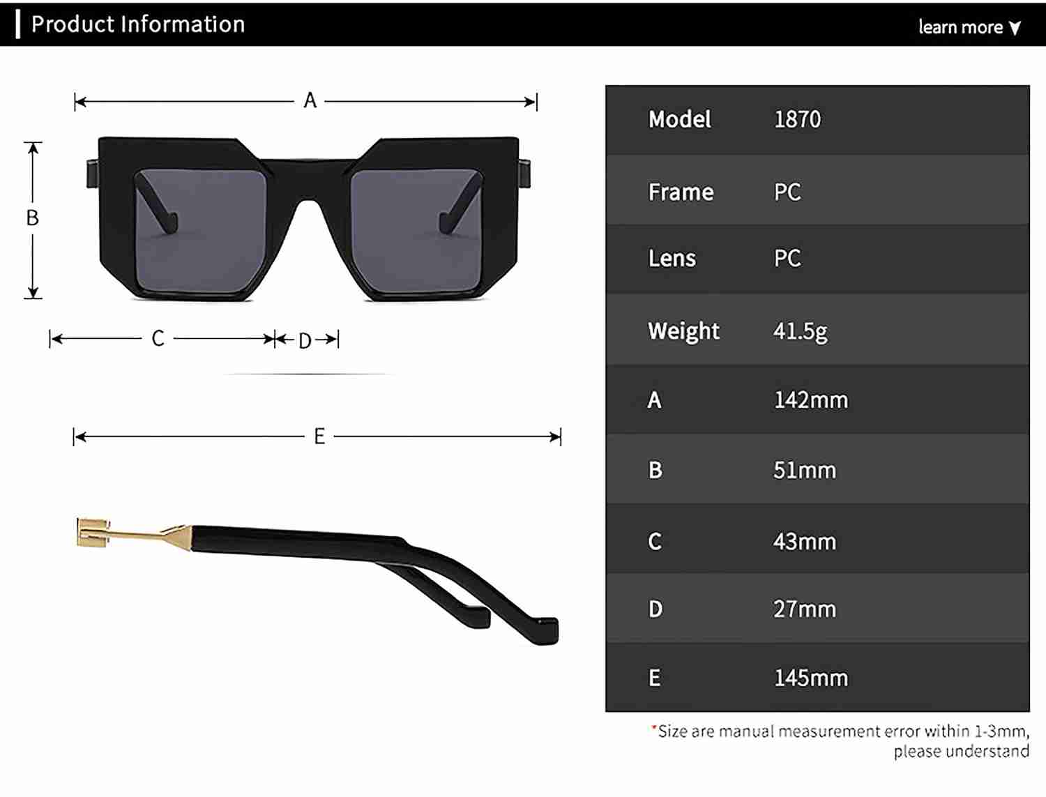 AUGEN by Visions India Retro Vintage Abstract Unisex Sunglasses UV400 Protected (Gray)