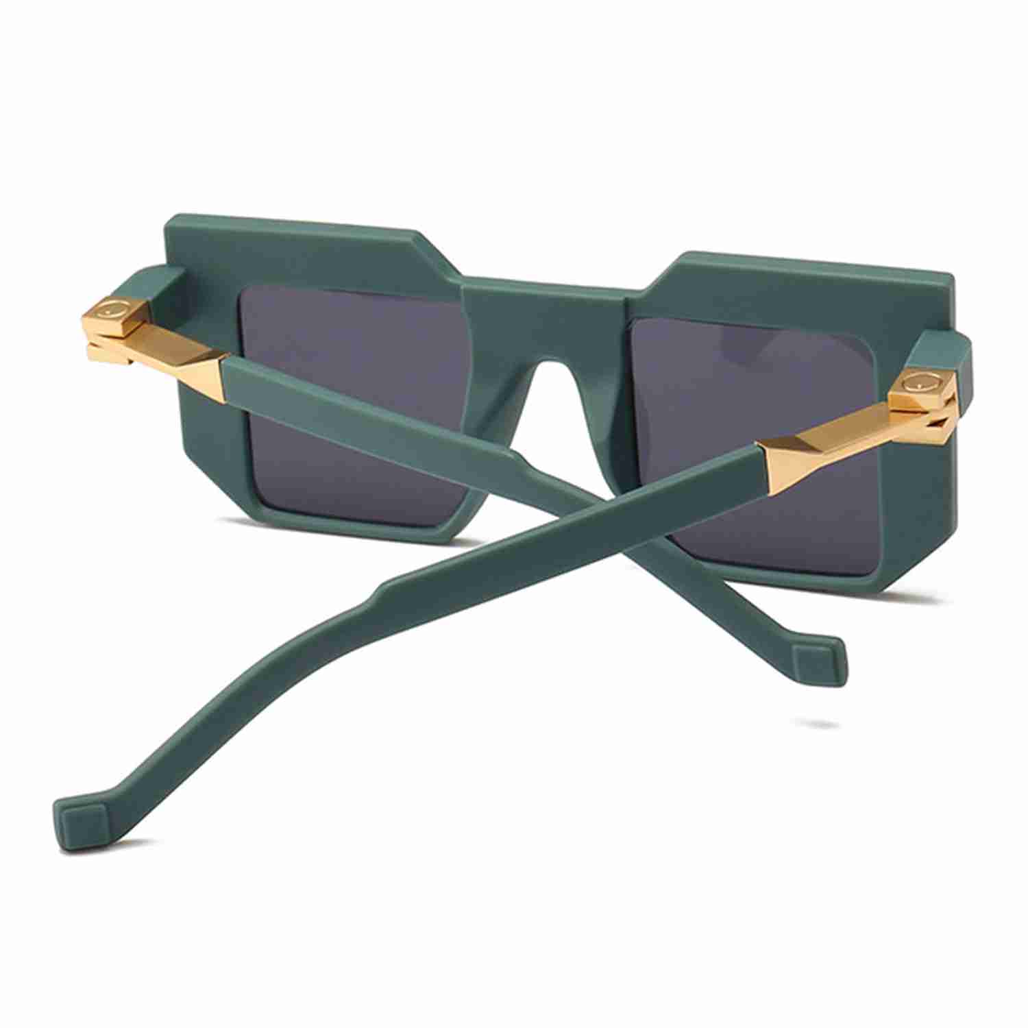 AUGEN by Visions India Retro Vintage Abstract Unisex Sunglasses UV400 Protected (Green)