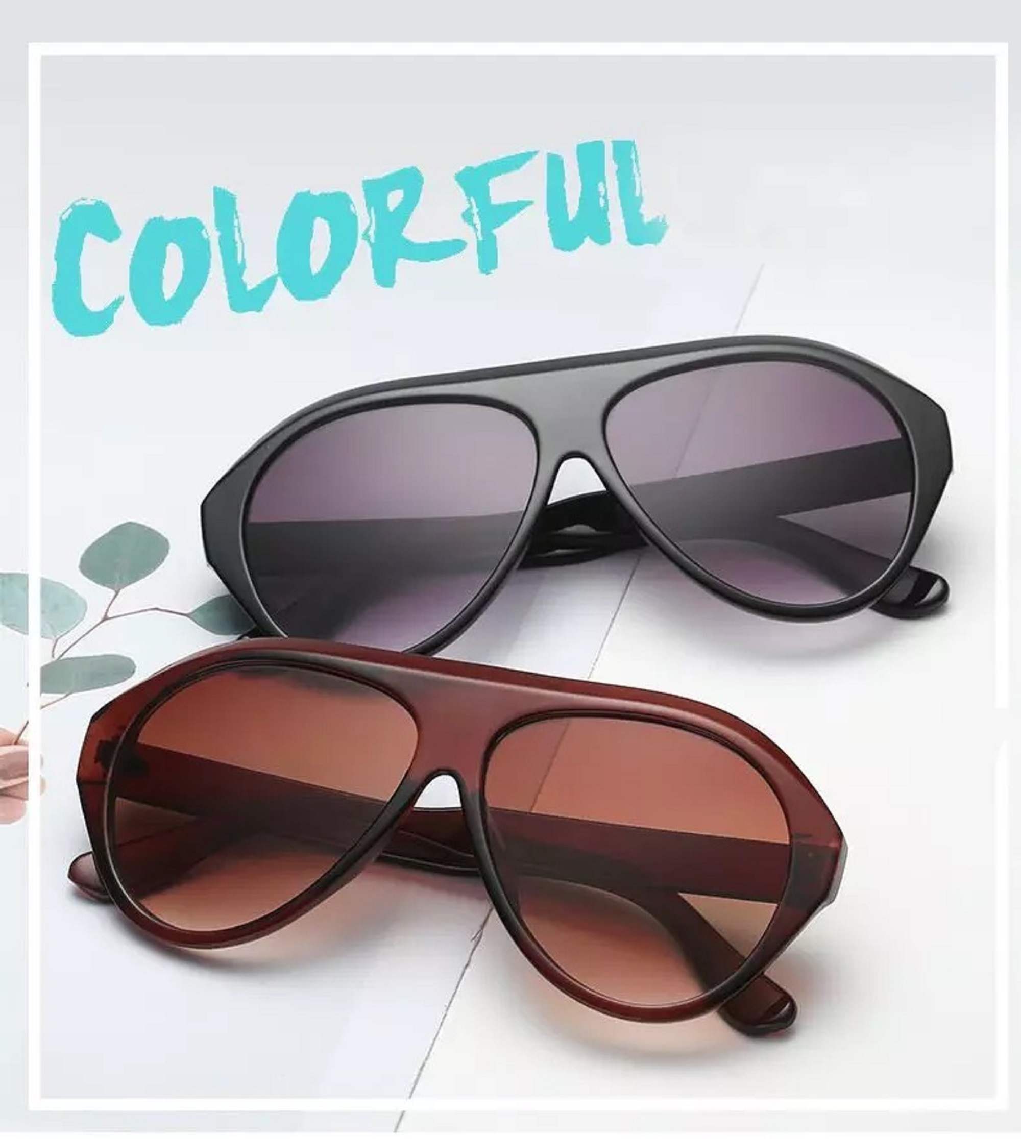 AUGEN By Visions India Retro Vintage Abstract Unisex Sunglasses UV400 Protected Large Size (Brown, 105)