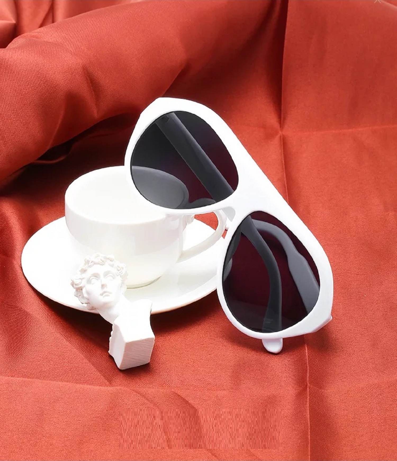 AUGEN By Visions India Retro Vintage Abstract Unisex Sunglasses UV400 Protected Large Size (White, 105)