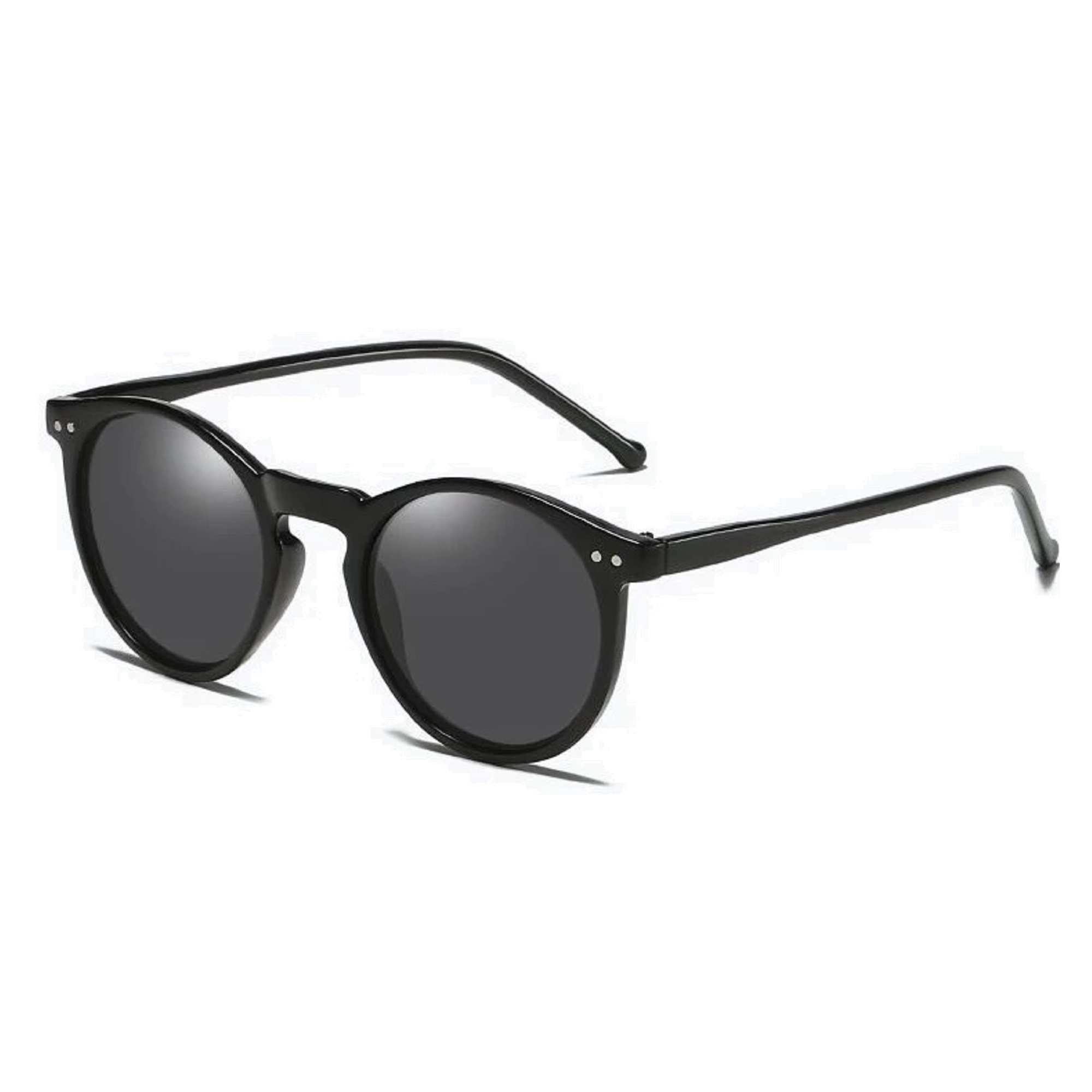 AUGEN By Visions India Retro Vintage Round Polarized Unisex Sunglasses UV400 Protected Medium Size (Black, 106)
