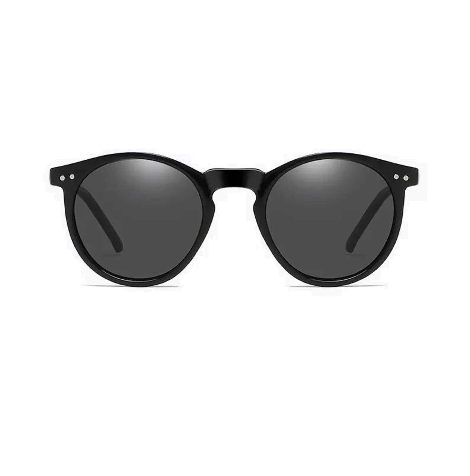 AUGEN By Visions India Retro Vintage Round Polarized Unisex Sunglasses UV400 Protected Medium Size (Black, 106)