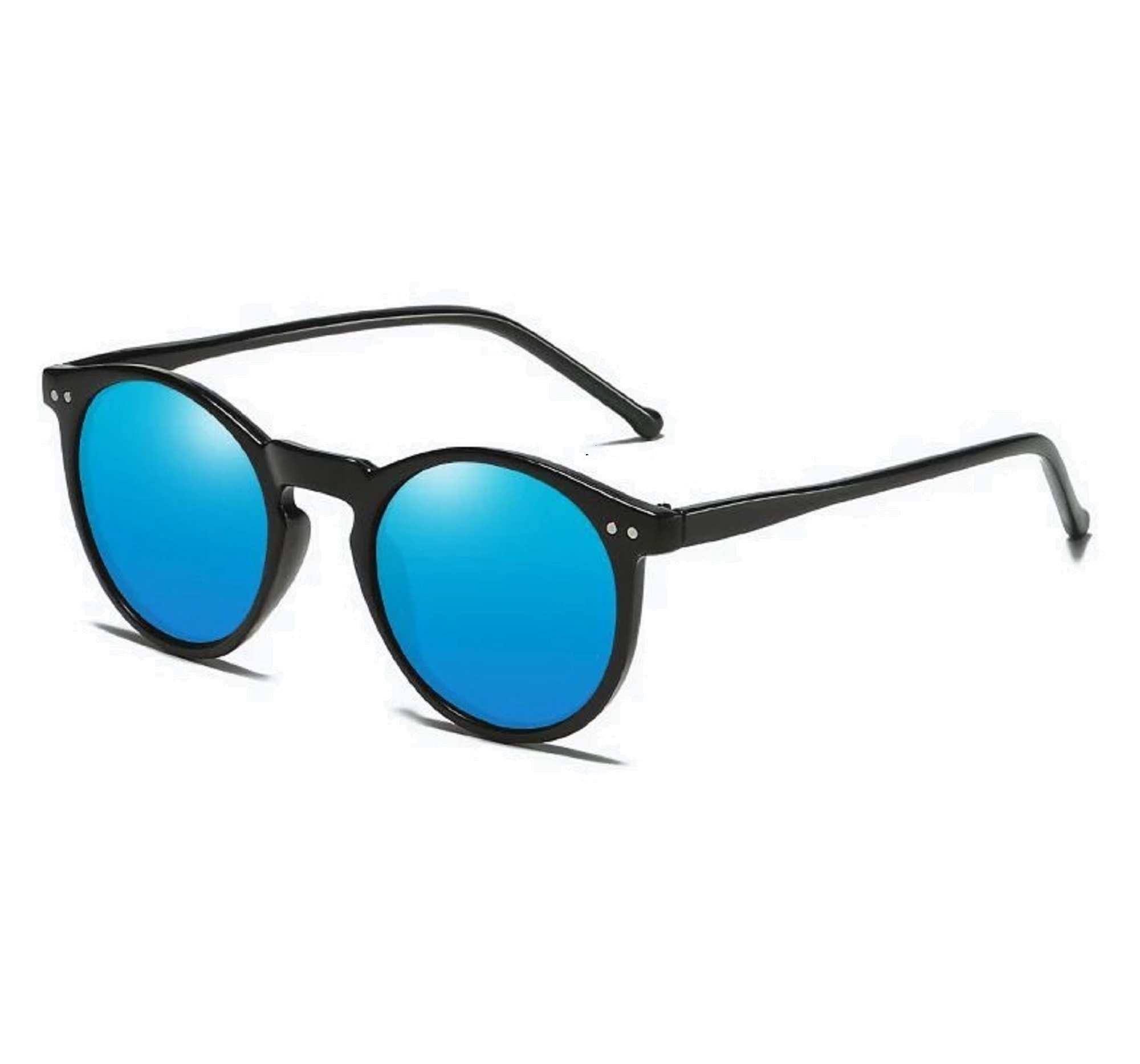 AUGEN By Visions India Retro Vintage Round Polarized Unisex Sunglasses UV400 Protected Medium Size (Blue, 106)