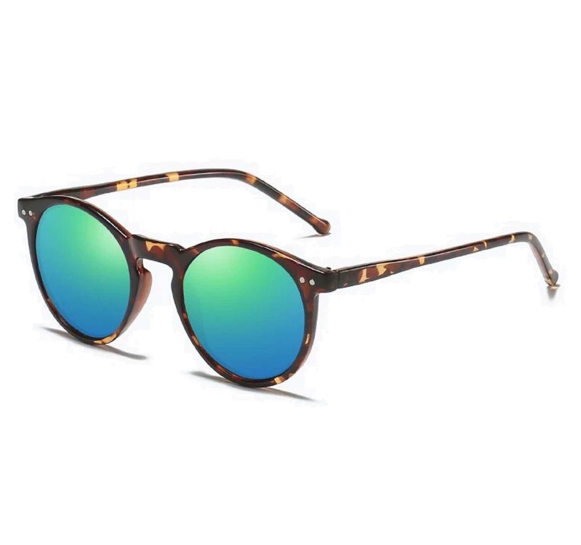 AUGEN By Visions India Retro Vintage Round Polarized Unisex Sunglasses UV400 Protected Medium Size (Green, 106)