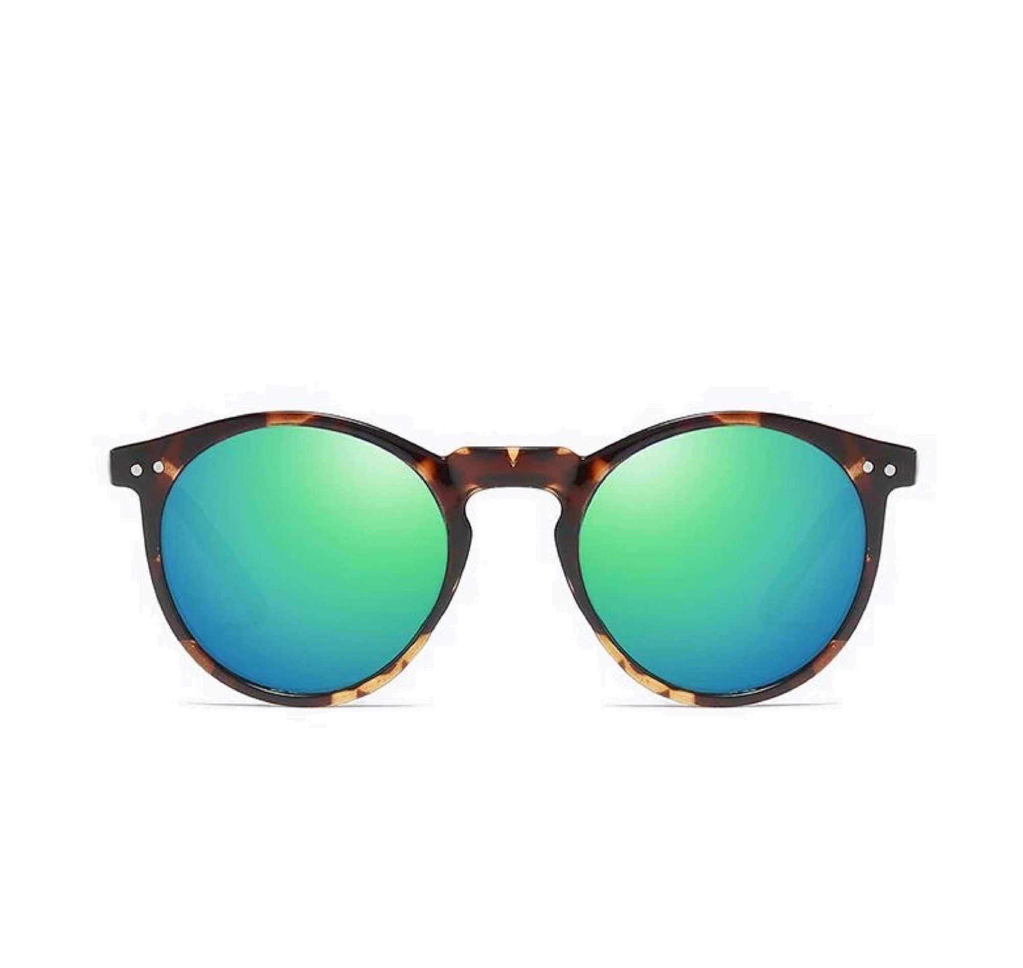 AUGEN By Visions India Retro Vintage Round Polarized Unisex Sunglasses UV400 Protected Medium Size (Green, 106)